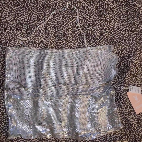 Playboy x Missguided | NWT | chainmail metallic crown top - Picture 9 of 11